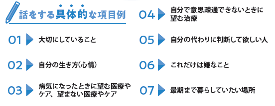 話をする具体的な項目例