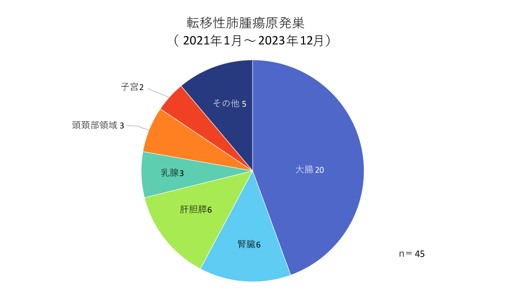 転移性肺腫瘍原発巣（2020年1月～2022年12月）
